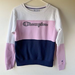 5 FOR $25 | Champion Block Stripe Sweatshirt Sweater Navy White Lilac Purple XS